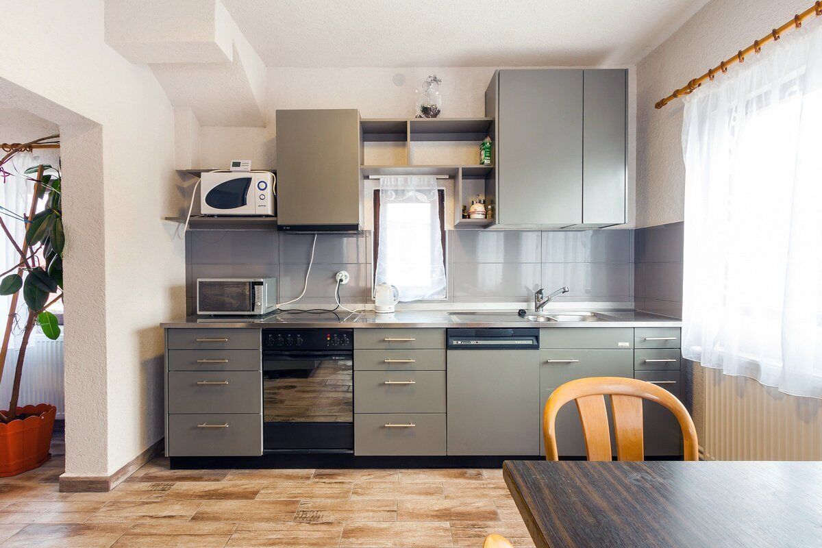 Microondas, horno, parrilla de estufa y lavavajillas 