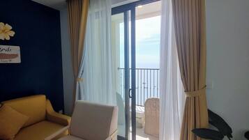 Appartement, balcon, vue plage