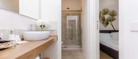 Regadera, secadora de cabello, bidet, toallas