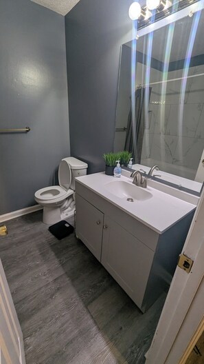 Secador de cabelo, toalhas de banho, papel higiênico