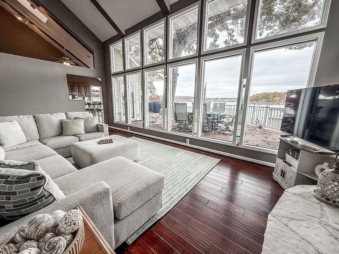 智能电视、壁炉、DVD 播放器