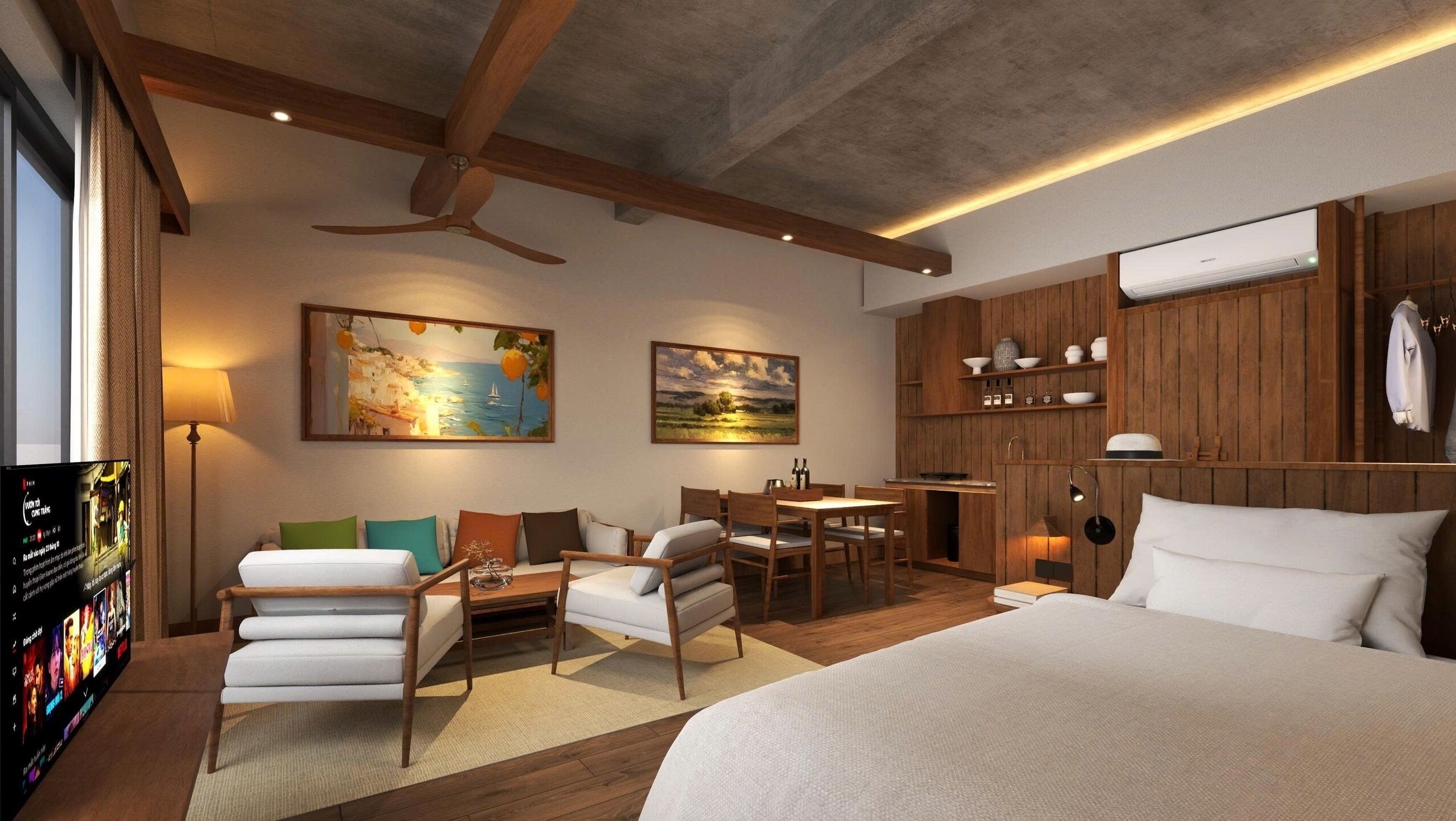 Luxury Studio, City View | Minibar, desk, laptop workspace, free WiFi