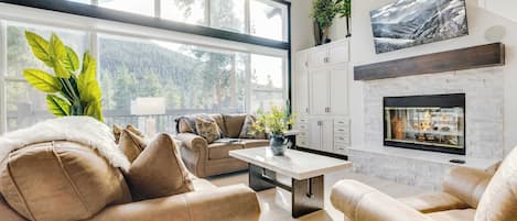 Smart TV, chimenea, videojuegos y reproductor de DVD