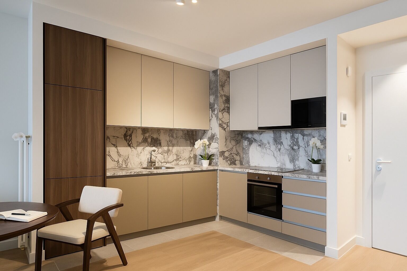 高级公寓, 露台 | 私人厨房 | 冰箱、微波炉、烤箱、炉灶