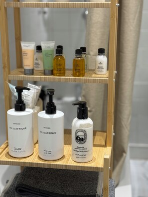 Towels, soap, toilet paper