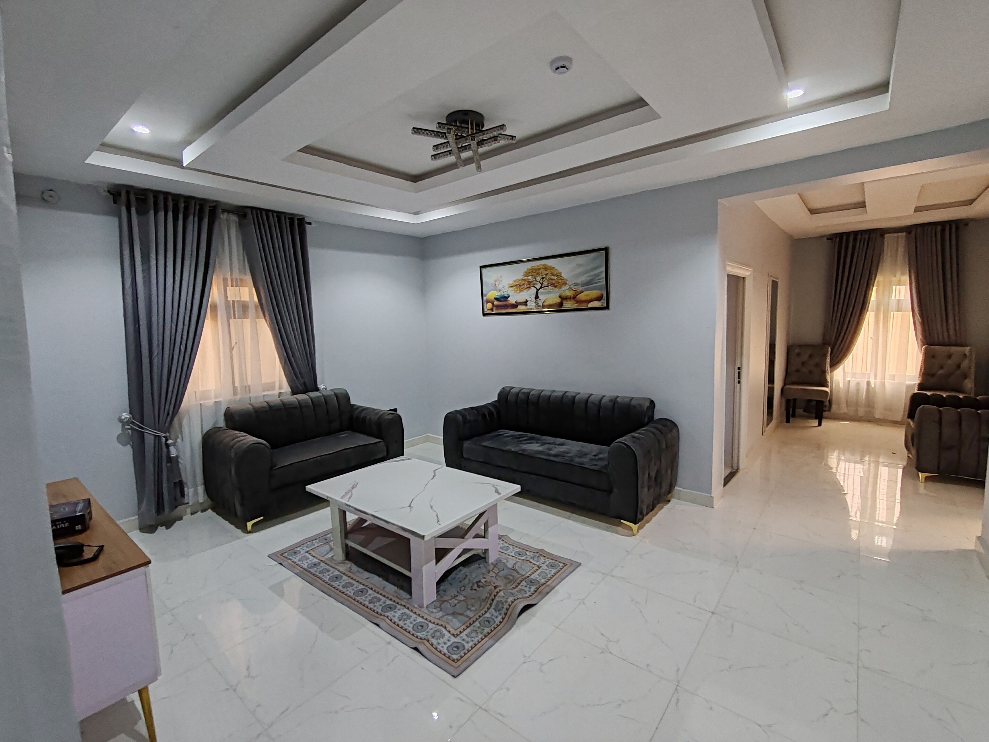 Full-size fridge, microwave