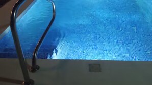 A rectangular swimming pool with a metal ladder on one side. - Your Perfect Tropical Vacation Villa (Guatemala de Santa Rosa)