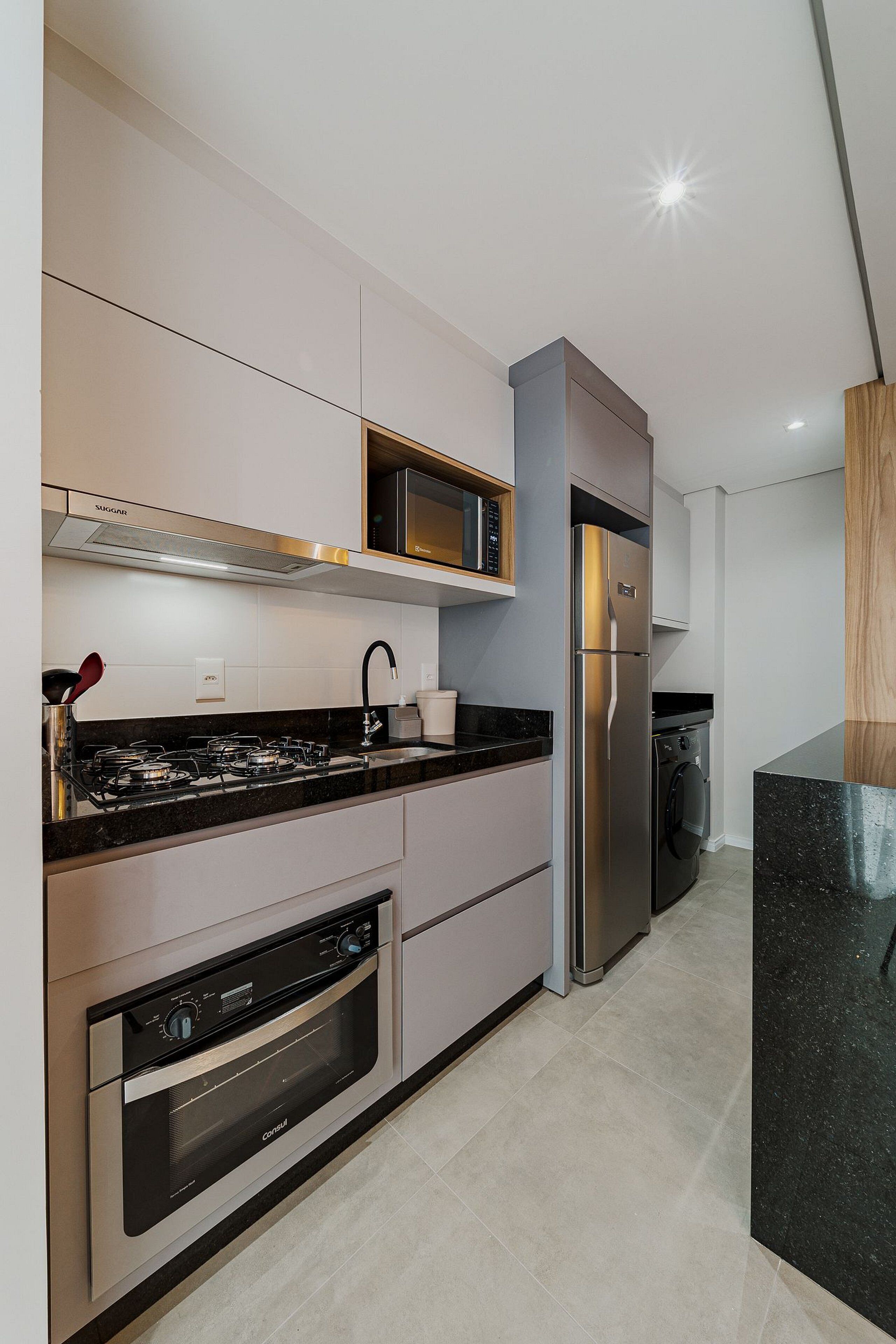 Comfort Apartment | Private kitchen | Fridge, microwave, stovetop, blender