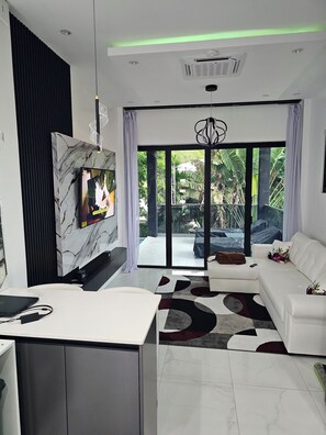 TV - Tranquil ultra modern 1-bedroom villa with pool and AC in Lance Aux Epines (Saint George Grenada)