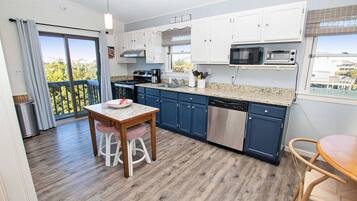 A modern kitchen with white cabinets, a stainless steel dishwasher, and a large window.