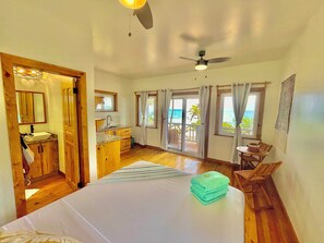 Bungalow Luxury, 1 letto queen, angolo cottura, vista spiaggia | Biancheria in cotone egiziano, biancheria da letto di alta qualità
