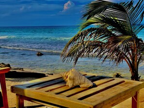 Private beach, sun-loungers, beach towels - Turtle Beach Sanctuary Utila  (Isla de Utila)