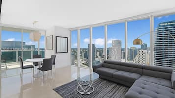 Exclusive Penthouse | Living area | 55-inch Smart TV with cable channels, Netflix, streaming services