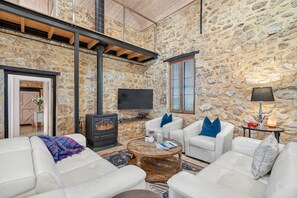 Televisión y chimenea 