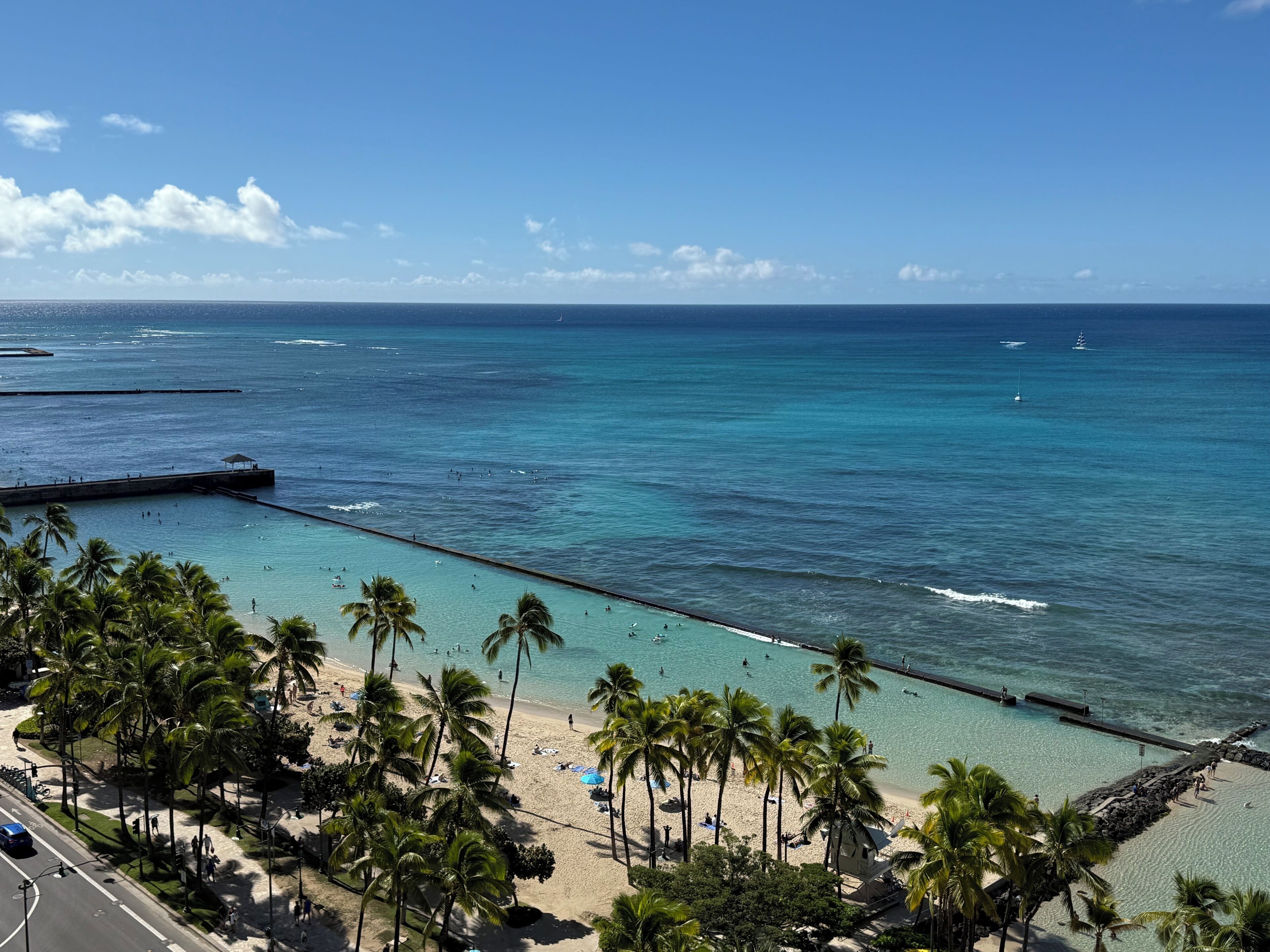 On the beach, sun loungers, beach towels
