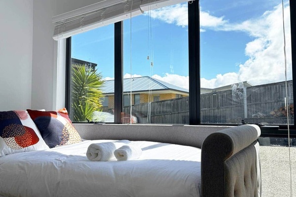Comfortable sofa bed suitable for up to two guests.