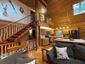 Fireplace, ping pong, books