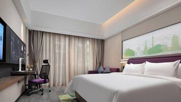 Bureau, espace de travail pour ordinateur portable, rideaux occultants