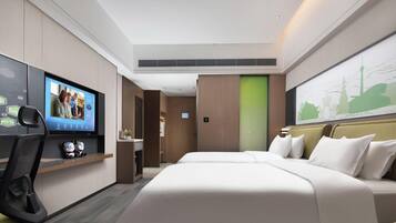 Premium bedding, down duvets, Select Comfort beds, desk
