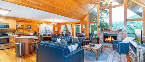 Télévision, cheminée