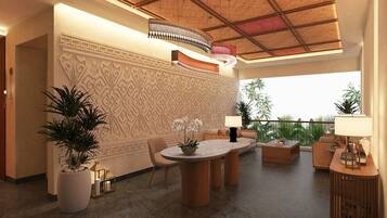 Salas de tratamiento para parejas, una bañera de hidromasaje