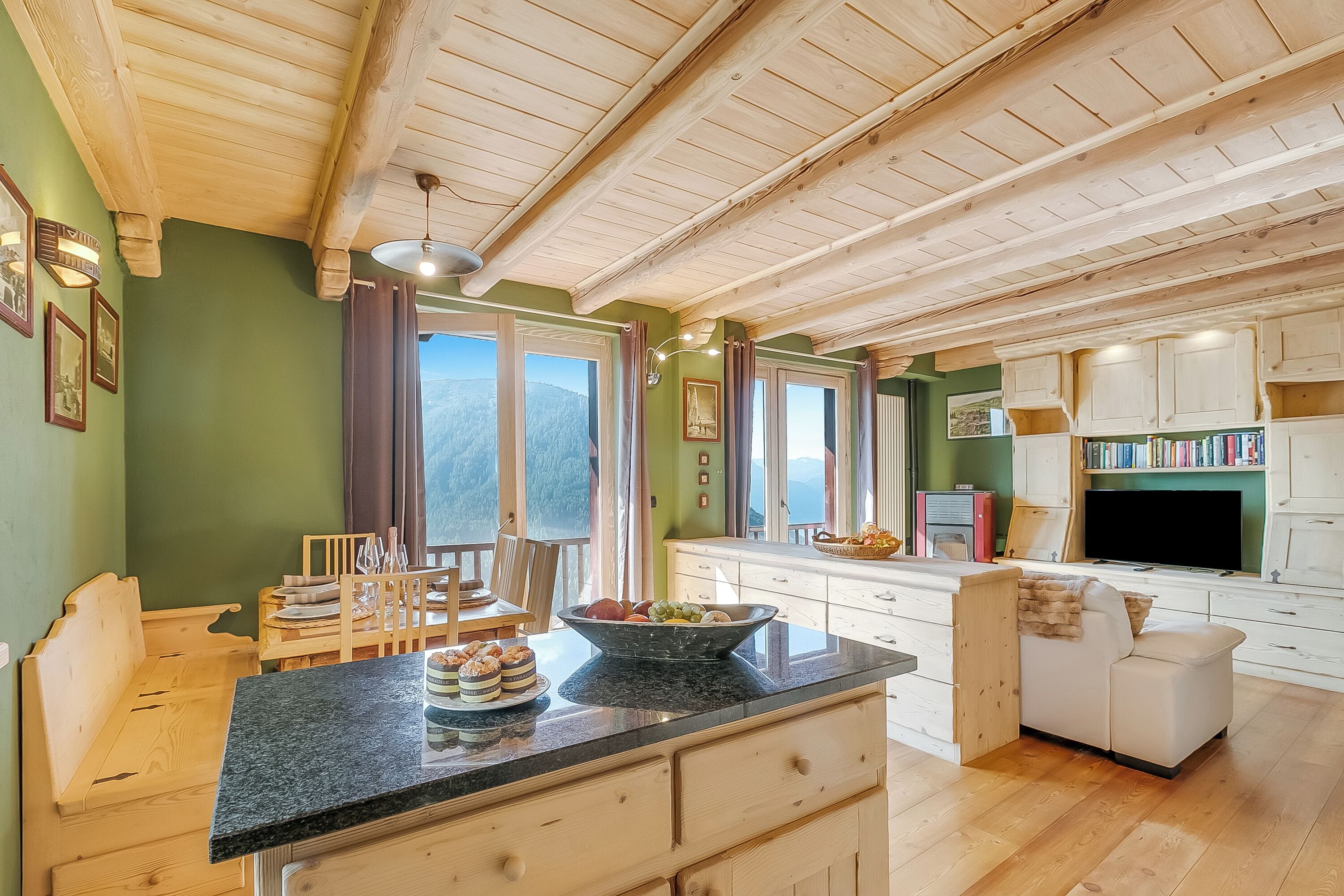 Family Apartment, Multiple Bedrooms, 2 Bathrooms (Baita Delle Stelle) | Living area | Flat-screen TV