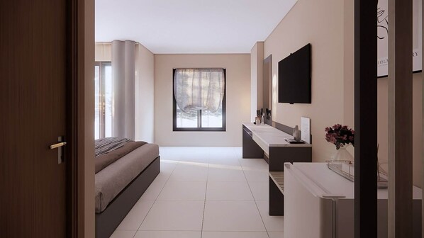 Habitación individual Deluxe, balcón, vista a la ciudad | Wifi gratis 