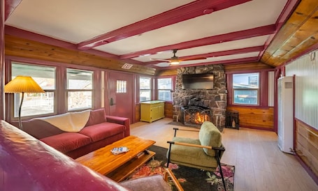 Family Cabin, 1 Bedroom | Living area | Fireplace