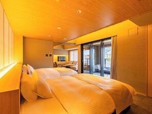 Suite, 2 Double Beds, Terrace, Mountain View | In-room safe, blackout drapes, soundproofing, free WiFi - AKEKURE KYOTO SHIRAKAWA (Kyoto)