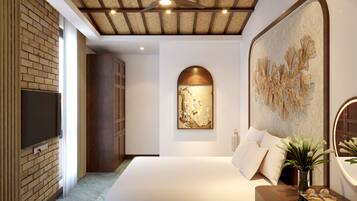 Deluxe House, 2 Bedrooms, Balcony, City View | In-room safe, desk, laptop workspace, iron/ironing board