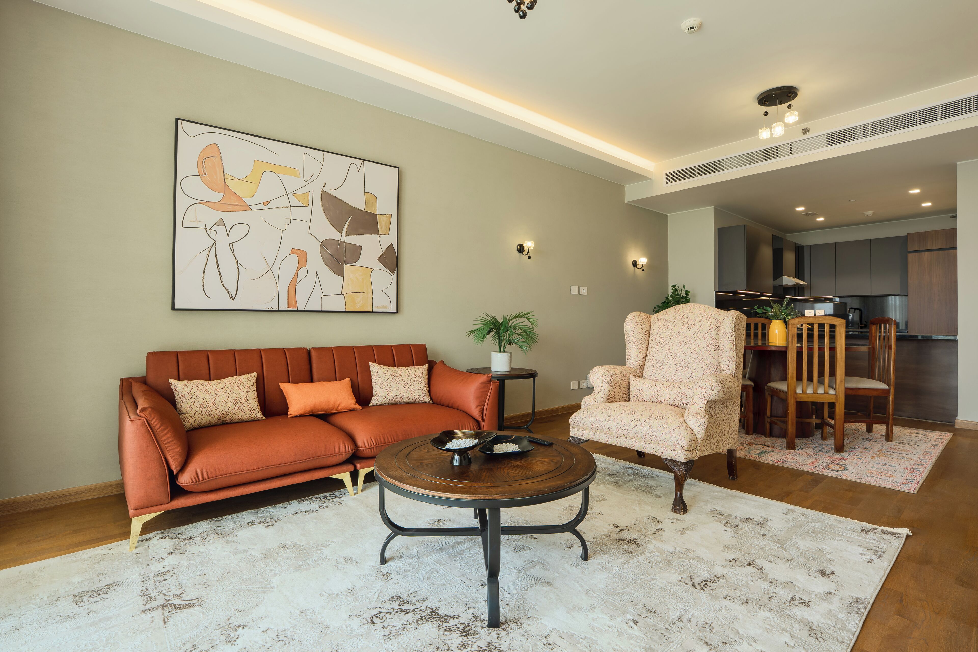 Departamento, 2 habitaciones, vista a la ciudad | Área de sala de estar