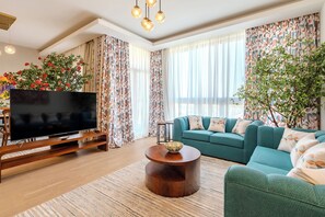 Apartment, 2 Schlafzimmer, Stadtblick | Wohnbereich