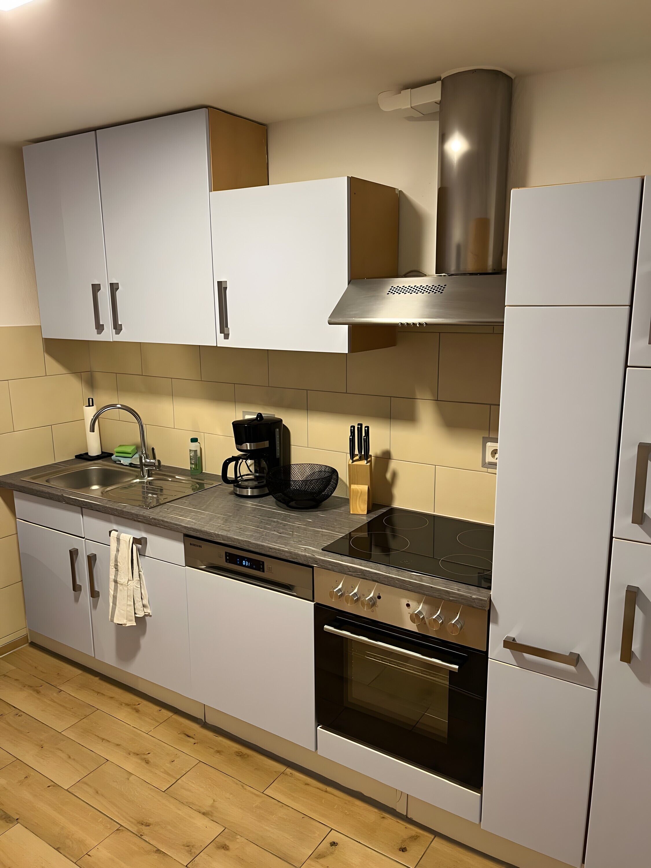 Kühlschrank, Mikrowelle, Ofen, Herdplatte