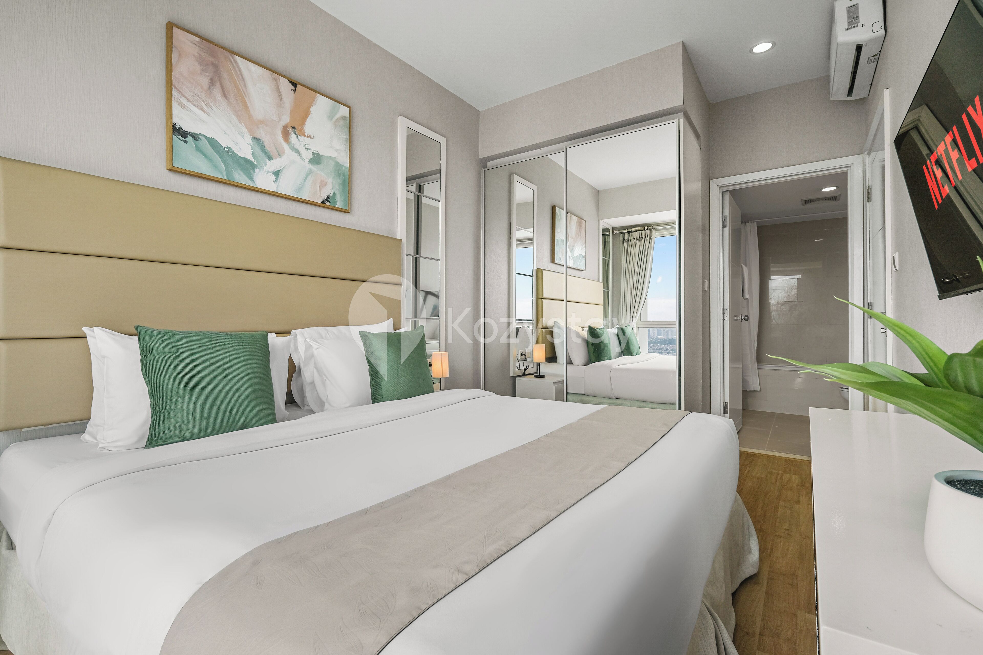 Apartment, 2 Bedrooms, City View | Desk, laptop workspace, iron/ironing board, free WiFi