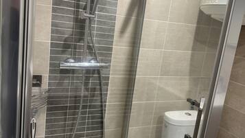 Hair dryer, towels, toilet paper