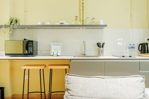 Apartment, 2 Bedrooms, Balcony, City View | Private kitchen | Mini-fridge - Brassbell Grey Studio Menasce House (Alexandria)