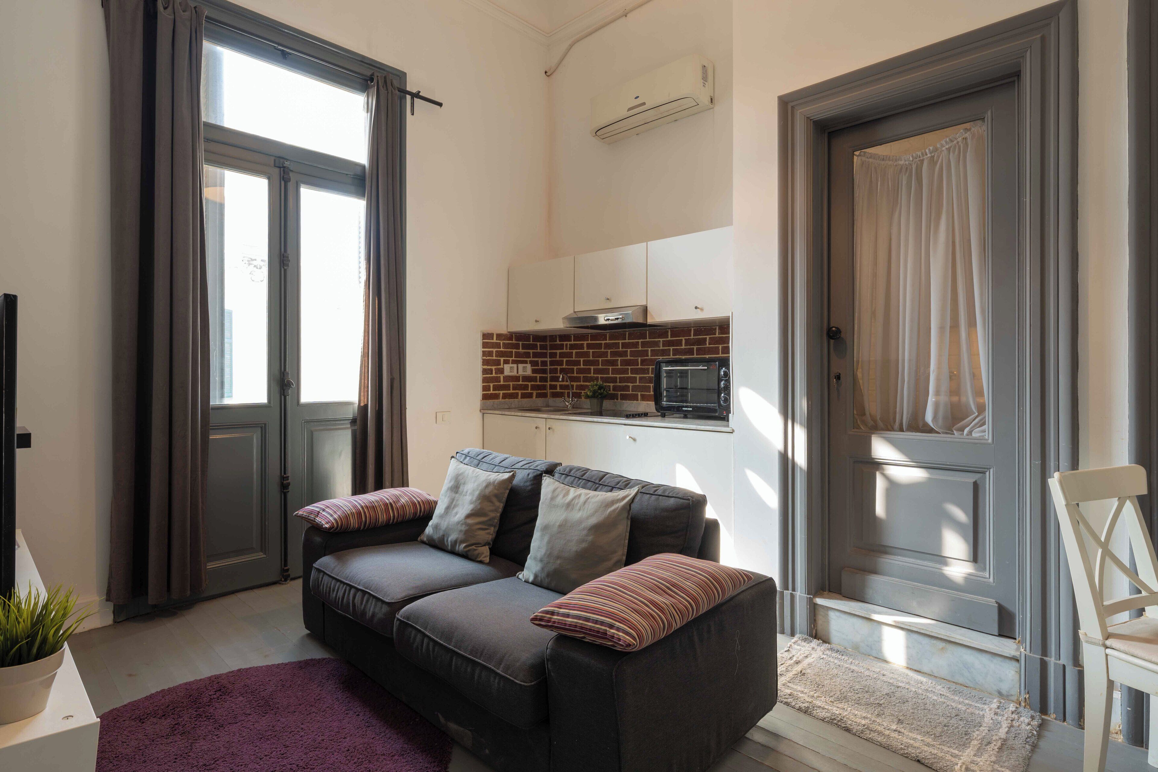 公寓, 1 间卧室, 海景 | 私人厨房 | 冰箱、微波炉、炉灶、厨具/餐具