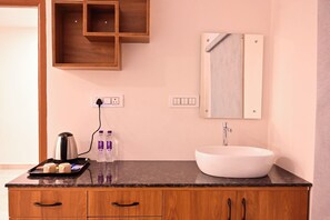 Desk, laptop workspace, blackout curtains, soundproofing