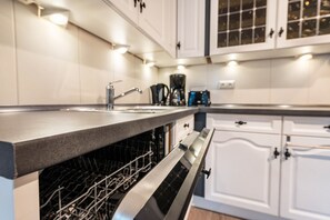 Fridge, oven, stovetop, dishwasher