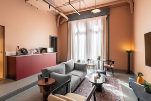 Living area - Brassbell grey apartments Bidair House (Cairo)