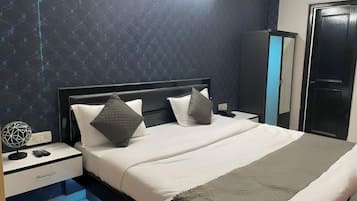 Blackout curtains, iron/ironing board, rollaway beds, free WiFi