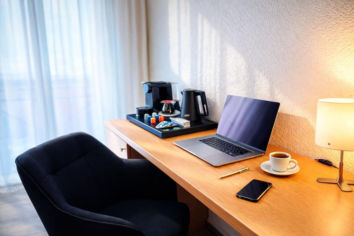 Chambre Affaires double, vue sur le complexe | Bureau, rideaux d’obscurcissement, système d’insonorisation