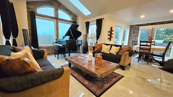 TV, fireplace, video games, stereo