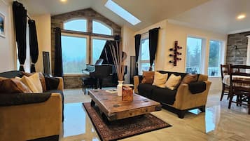 TV, fireplace, video games, stereo