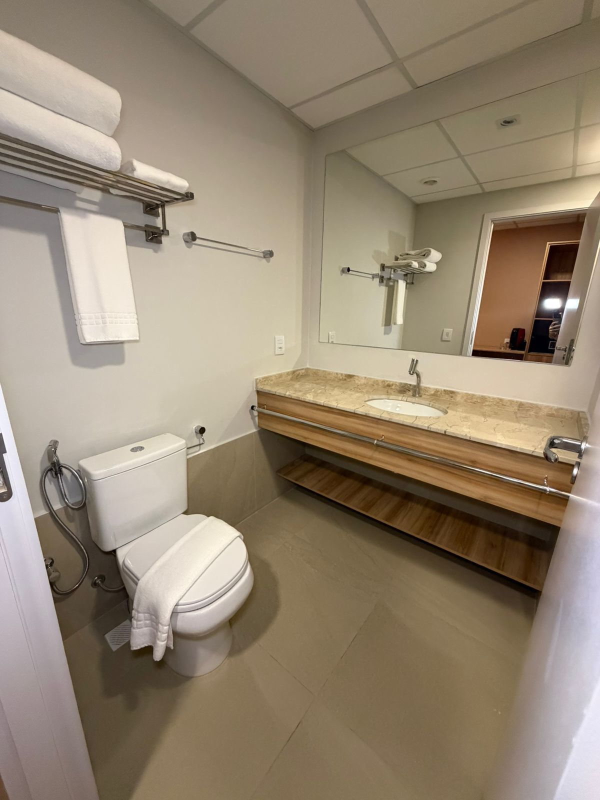 Shower, towels, soap, shampoo