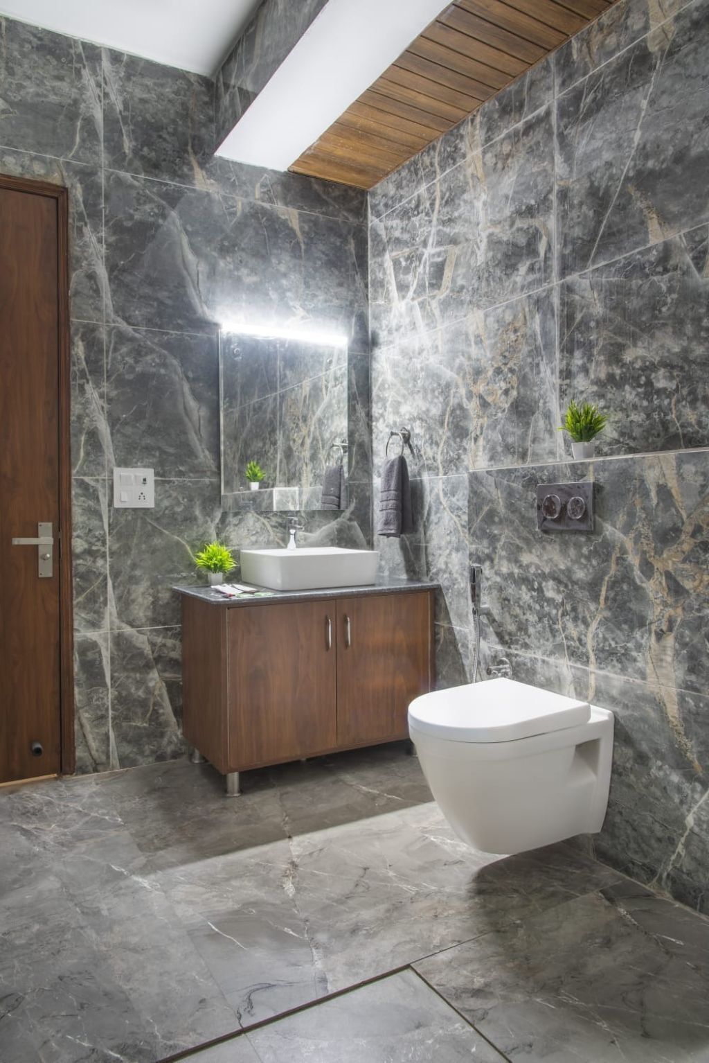 Shower, towels, soap, toilet paper