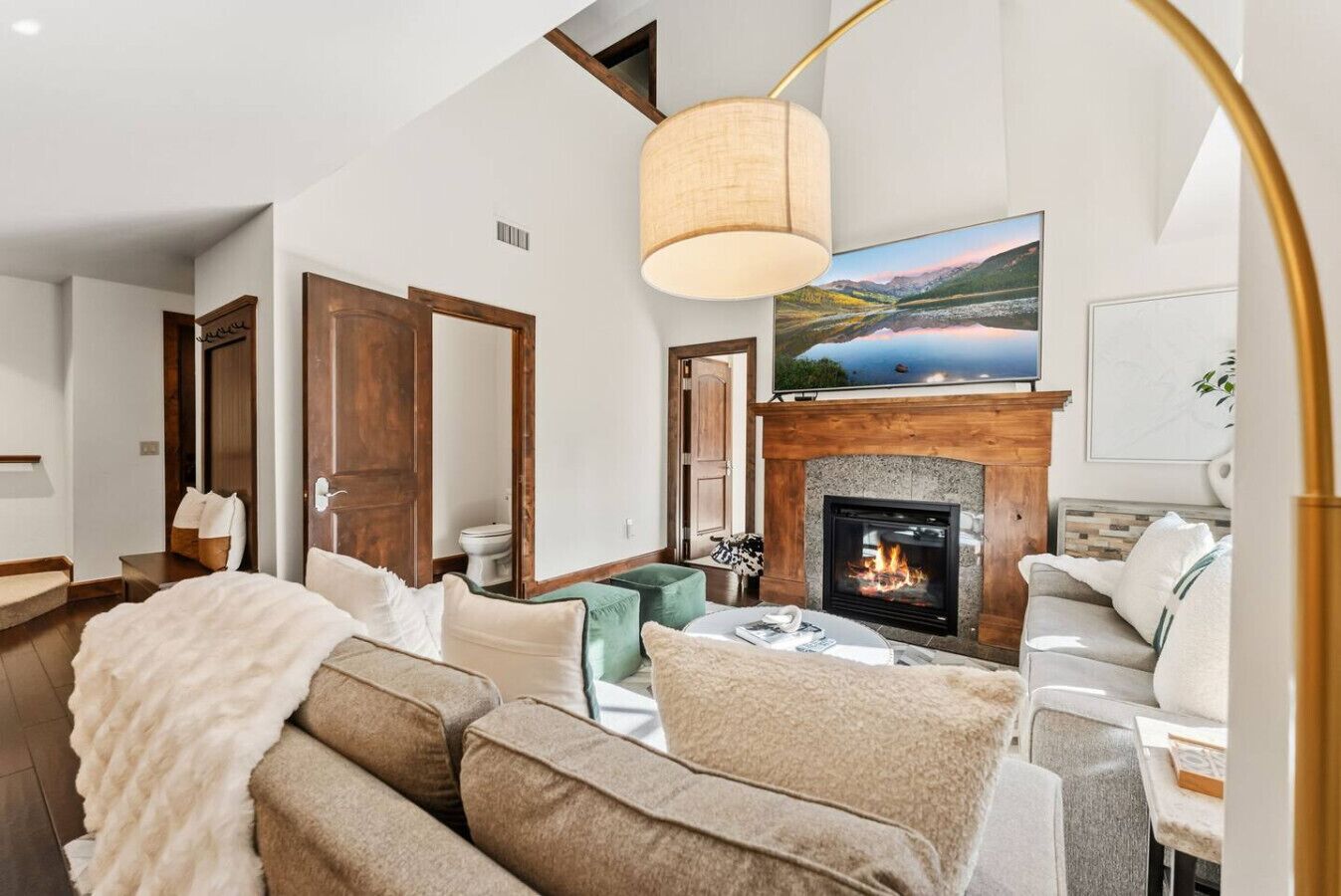 TV, fireplace