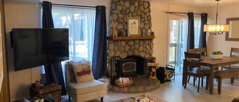 TV, fireplace, table tennis
