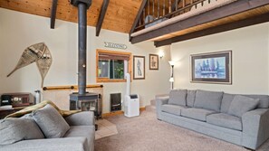 Smart TV, fireplace, video games, DVD player