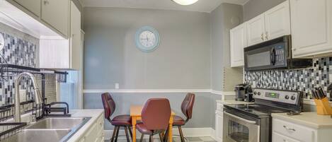 Fridge, microwave, stovetop, dishwasher